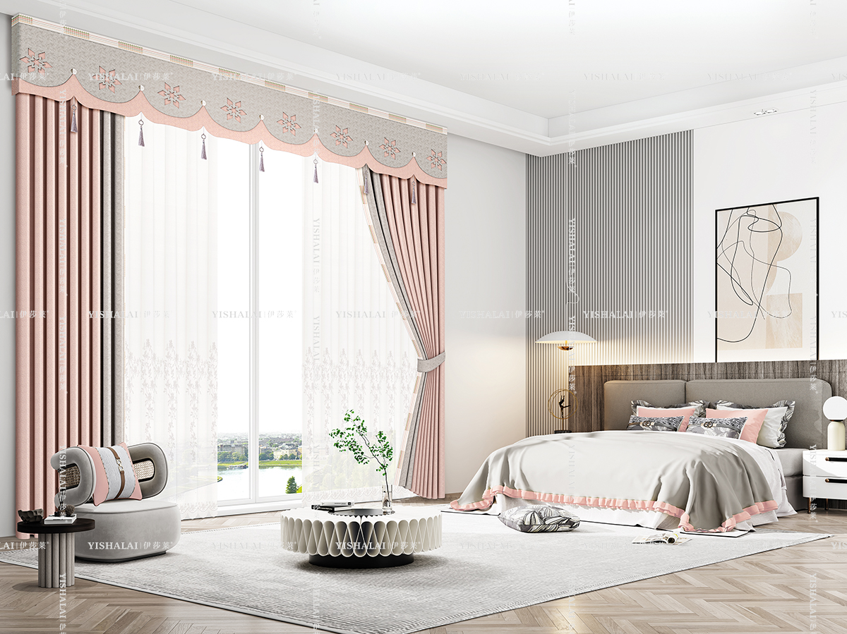 黄瓜AV网站简约风卧室窗帘效果图