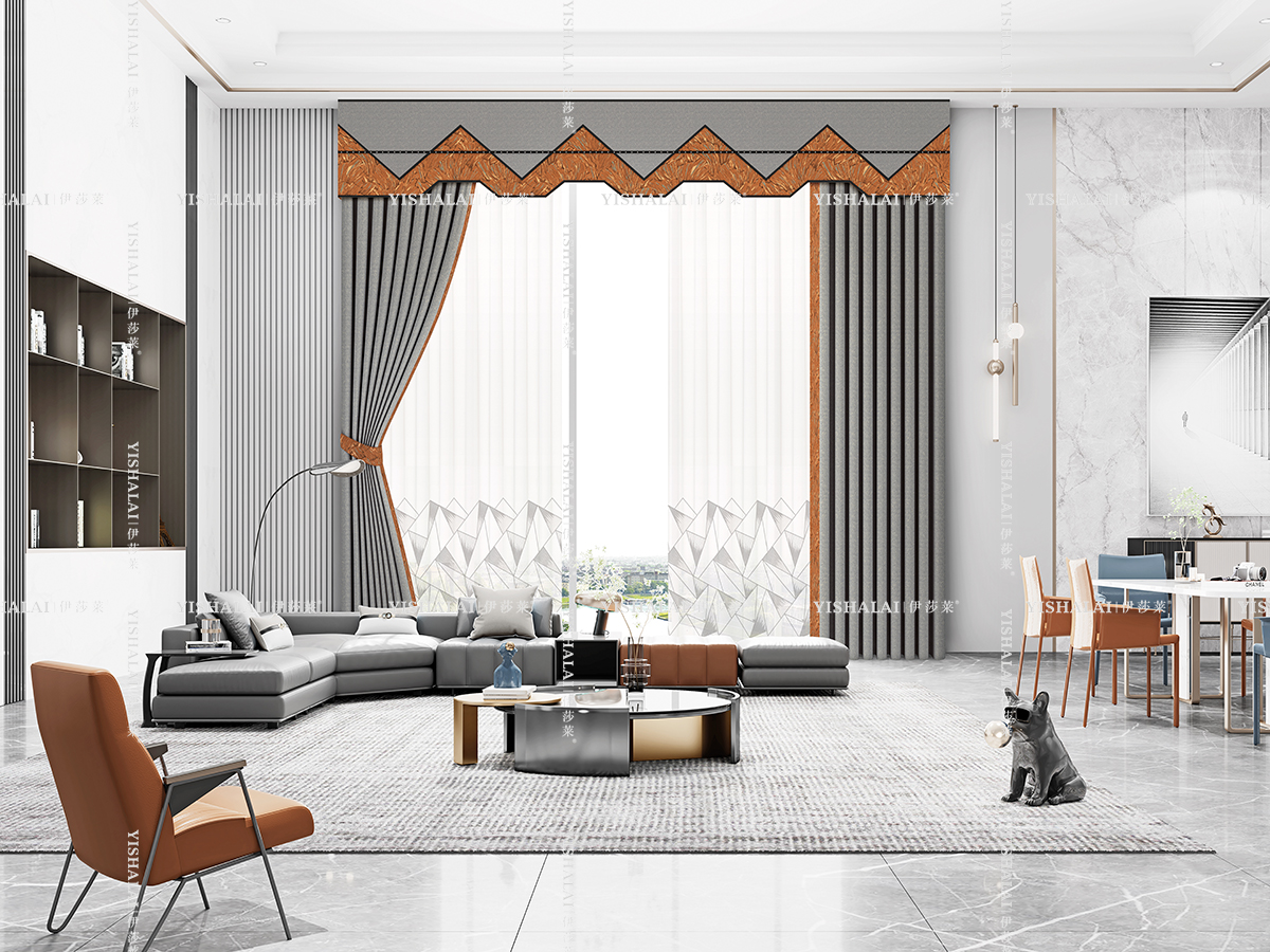 黄瓜AV网站简约客厅窗帘效果图